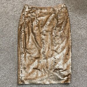 Eliza J Gold Sequin Midi Skirt